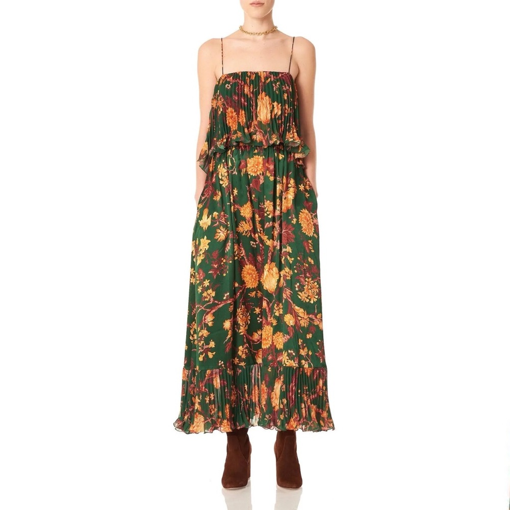 AMUR Green Floral Midi Dress